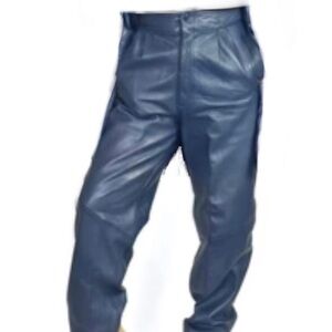 Vintage Mario Zarelli Navy Blue Leather Biker Punk Pants - AS IS